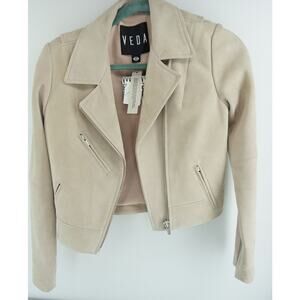 Veda Women Suede Wright Moto Biker Jacket Size P $997 NWT Crop